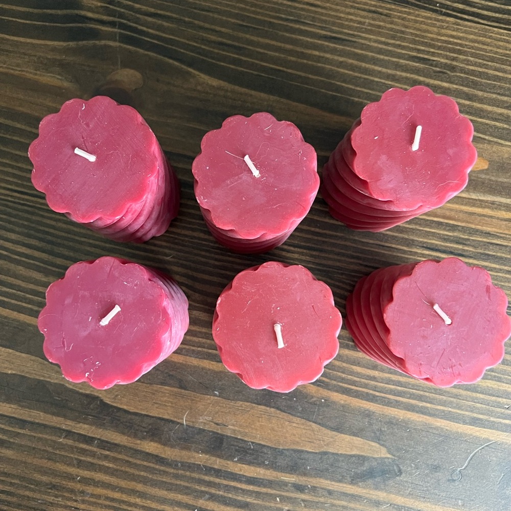 Burgundy Scalloped Edge Candles - Set of 6